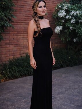 Elegant Black Halter Maxi Dress with Cowl Neck